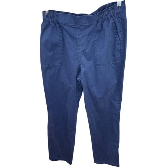 Denim & Co. Regular EasyWear Twill Straight Leg Pant with Pockets Navy Small - Picture 1 of 9